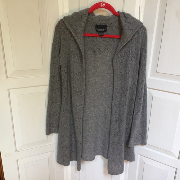 Cynthia Rowley Gray Hooded Cashmere Cardigan - Picture 1 of 1